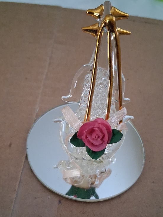 Other - Crystal Teardrop Ornament with Pink Rose Accent